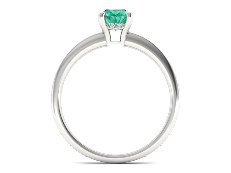 Złoty pierścionek ze szmaragdem i brylantami - P15263bsm — zdjęcie 2