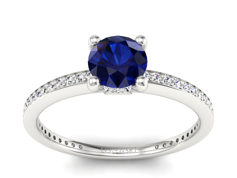 Pierścionek z szafirem i brylantami białe złoto - P15263bsz