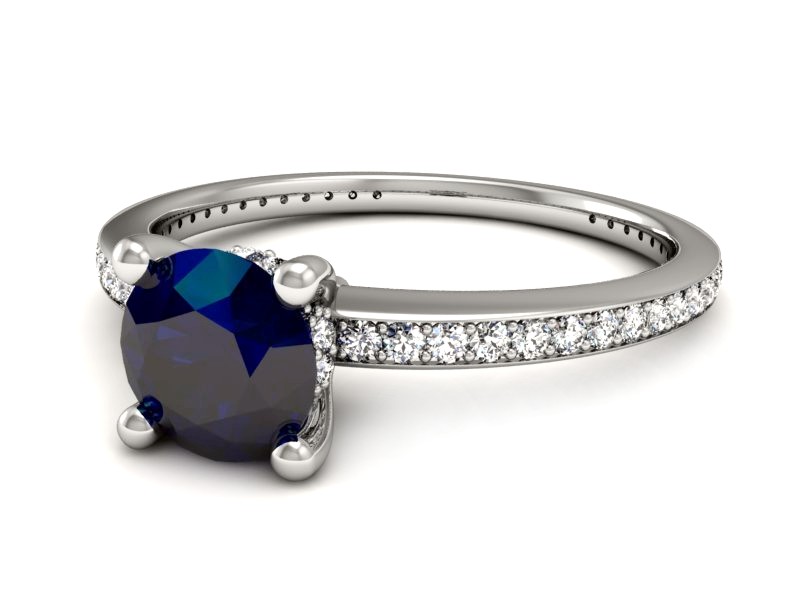 Pierścionek z szafirem i brylantami białe złoto - P15263bsz — zdjęcie 5
