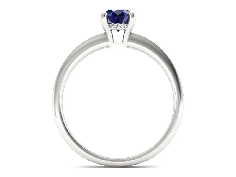 Pierścionek z szafirem i brylantami białe złoto - P15263bsz — zdjęcie 2