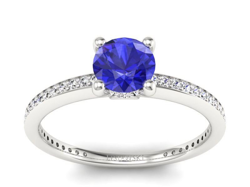 Pierścionek z szafirem i brylantami białe złoto - P15263bszc