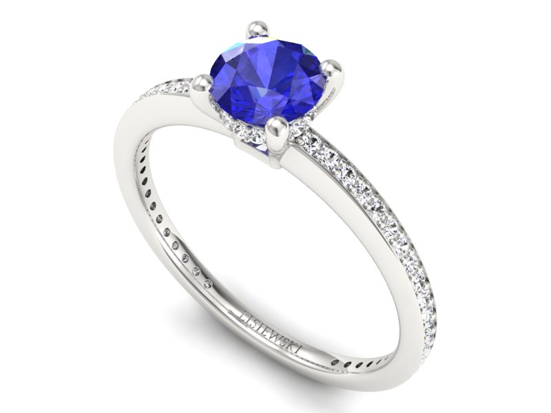 Pierścionek z szafirem i brylantami białe złoto - P15263bszc — zdjęcie 3