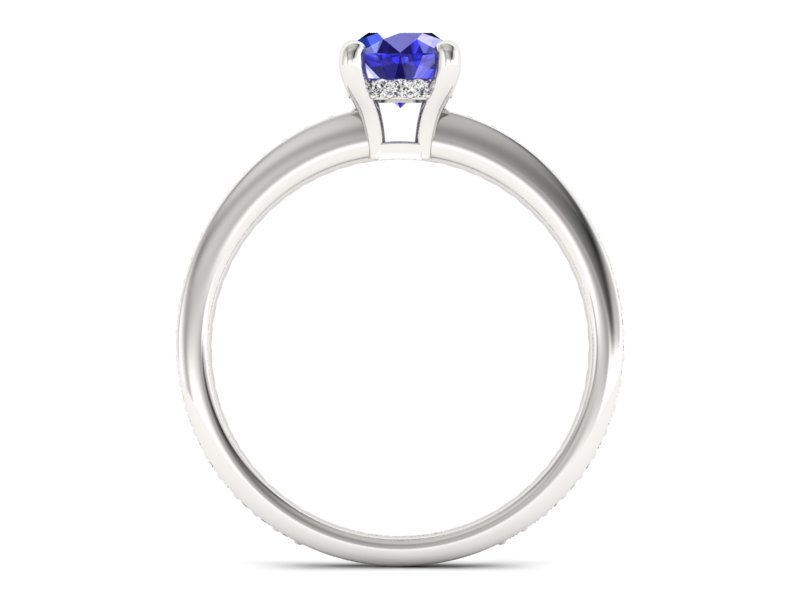 Pierścionek z szafirem i brylantami białe złoto - P15263bszc — zdjęcie 2