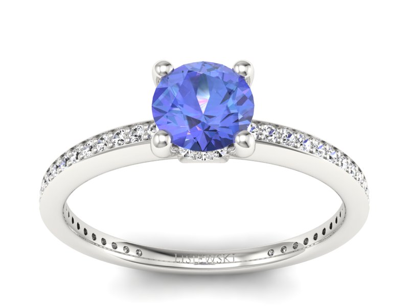 Złoty pierścionek z tanzanitem i brylantami - P15263bt