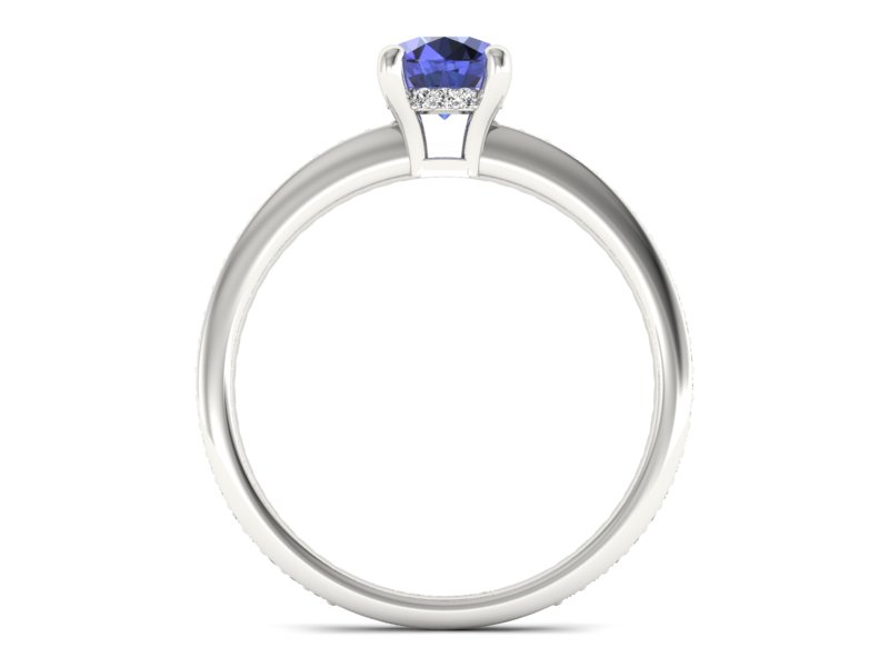 Złoty pierścionek z tanzanitem i brylantami - P15263bt — zdjęcie 2