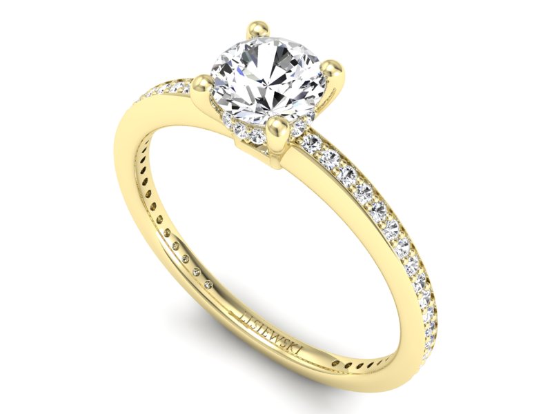 Złoty pierścionek z brylantami żółte złoto - P15263z — zdjęcie 3