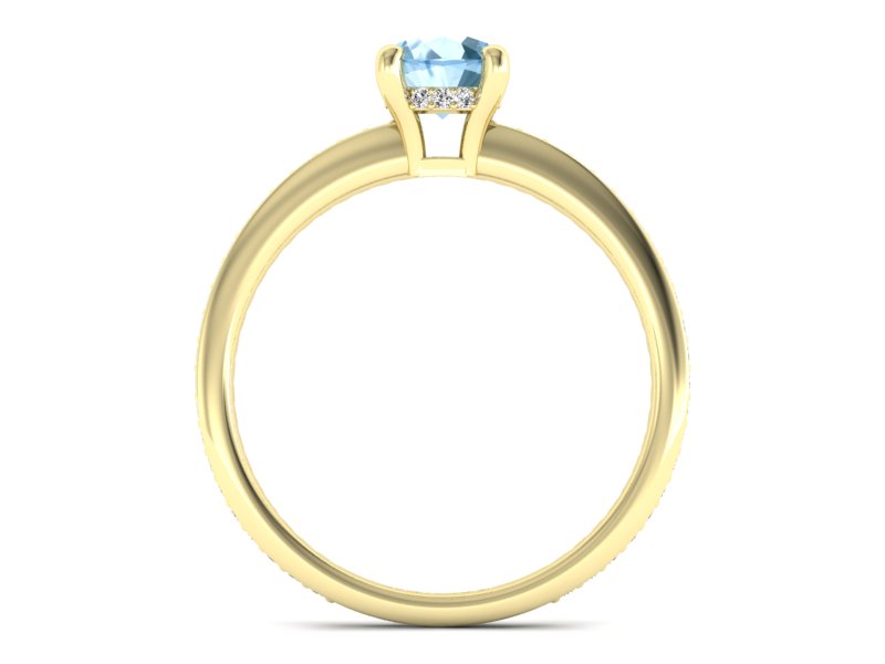 Złoty pierścionek z topazem i brylantami - P15263za — zdjęcie 2