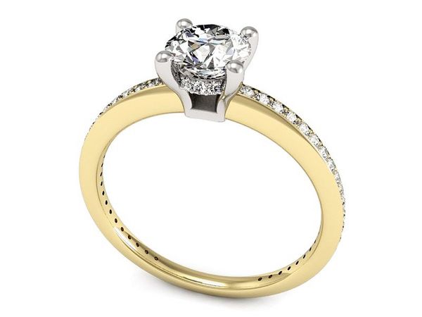 Pierścionek zaręczynowy z diamentami złoto 585 - P15263zb