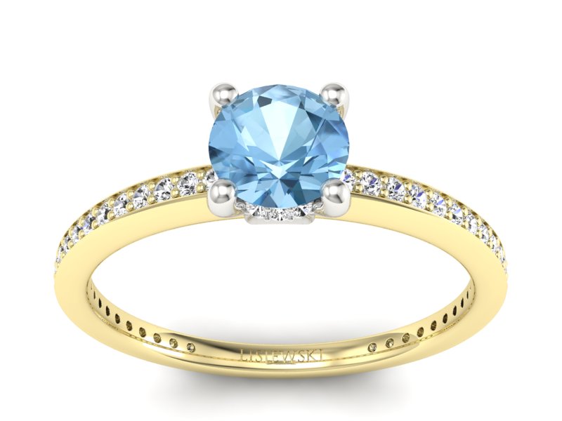 Złoty pierścionek topaz i brylanty - P15263zba