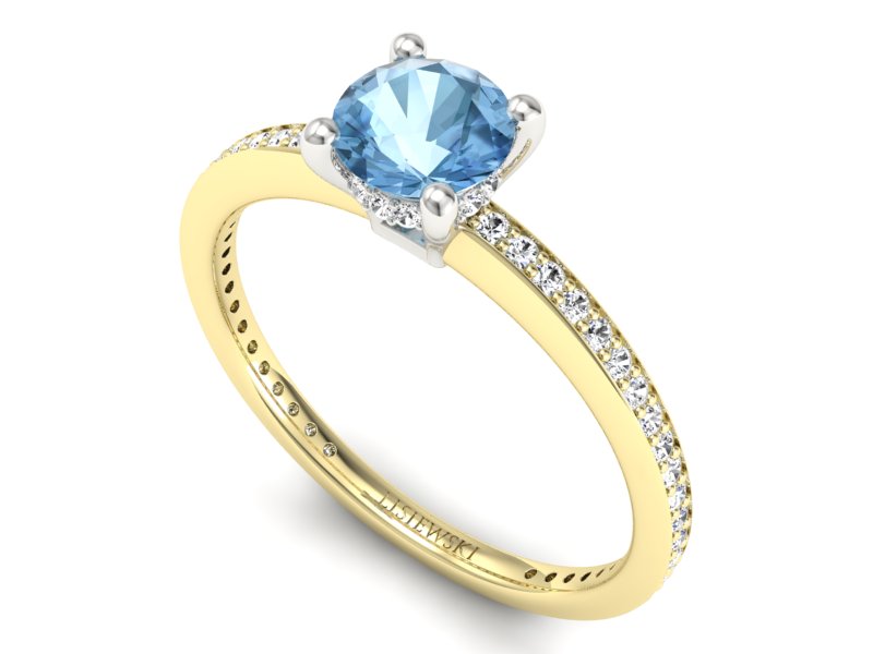 Złoty pierścionek topaz i brylanty - P15263zba — zdjęcie 3