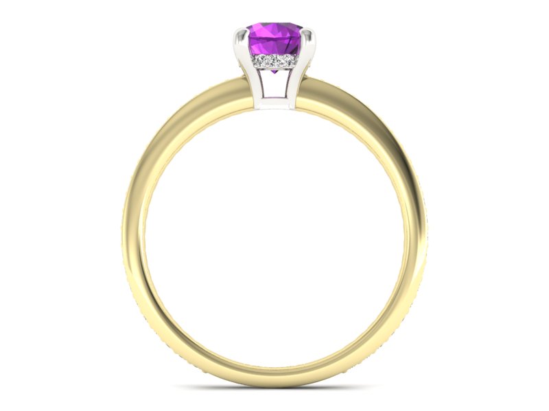 Złoty pierścionek ametyst brylanty złoto - P15263zbam — zdjęcie 2