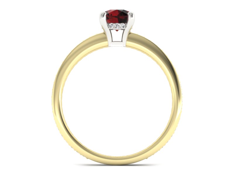 Złoty pierścionek z granatem i diamentami - P15263zbgr — zdjęcie 2