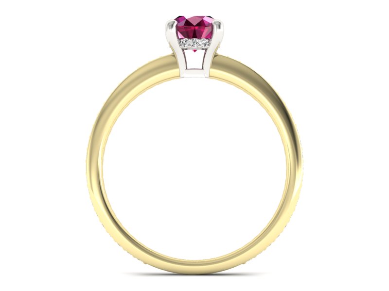 Złoty pierścionek z rubinem i diamentami - P15263zbr — zdjęcie 2