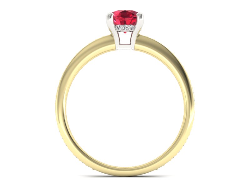 Złoty pierścionek z rubinem i diamentami - P15263zbr1 — zdjęcie 2