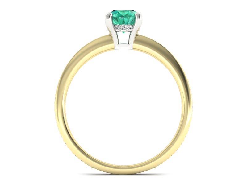 Złoty pierścionek ze szmaragdem i diamentami - P15263zbsm — zdjęcie 2