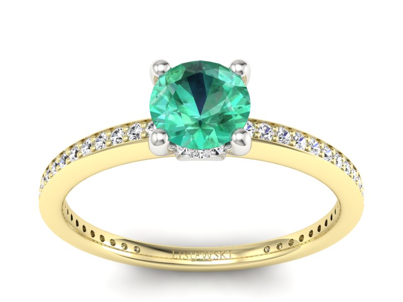 Złoty pierścionek ze szmaragdem i diamentami - P15263zbsm