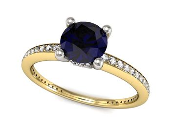 Złoty pierścionek ze spinelem z brylantami - P15263zbsp - 1
