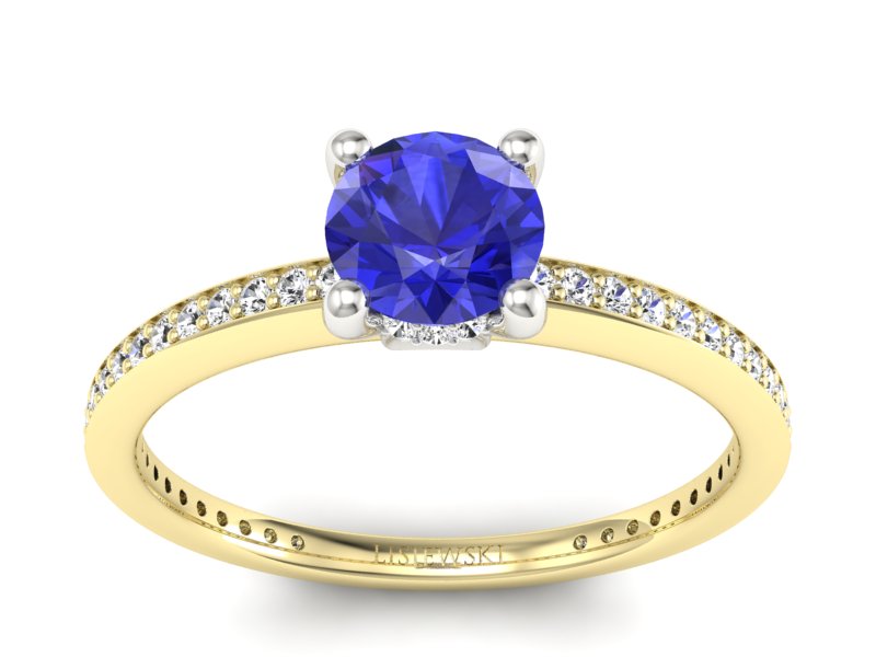 Złoty pierścionek z szafirem i brylantami - P15263zbszc