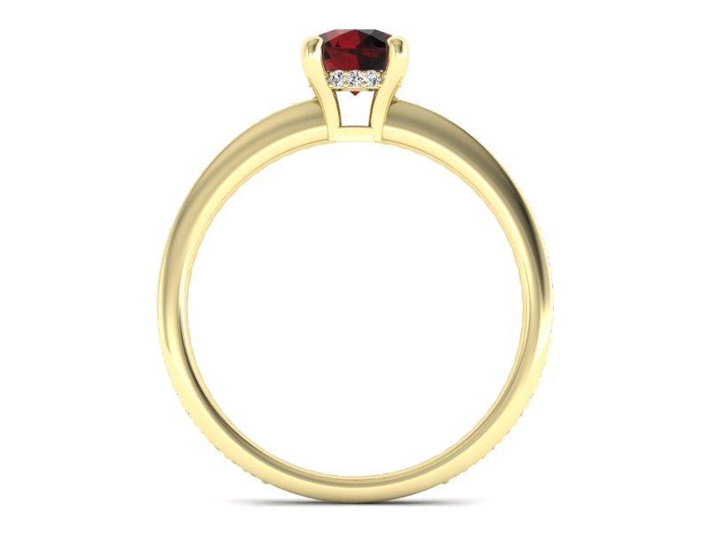 Złoty pierścionek z granatem i brylantami - P15263zgr — zdjęcie 2