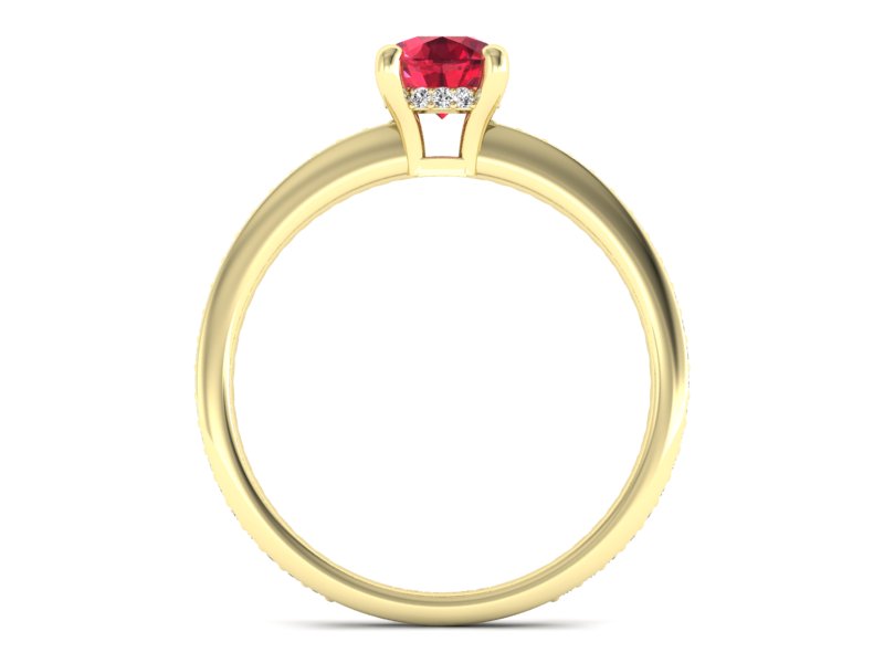Złoty pierścionek z rubinem i brylantami - P15263zr1 — zdjęcie 2