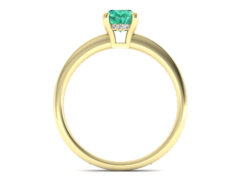 Złoty pierścionek ze szmaragdem i diamentami - P15263zsm — zdjęcie 2