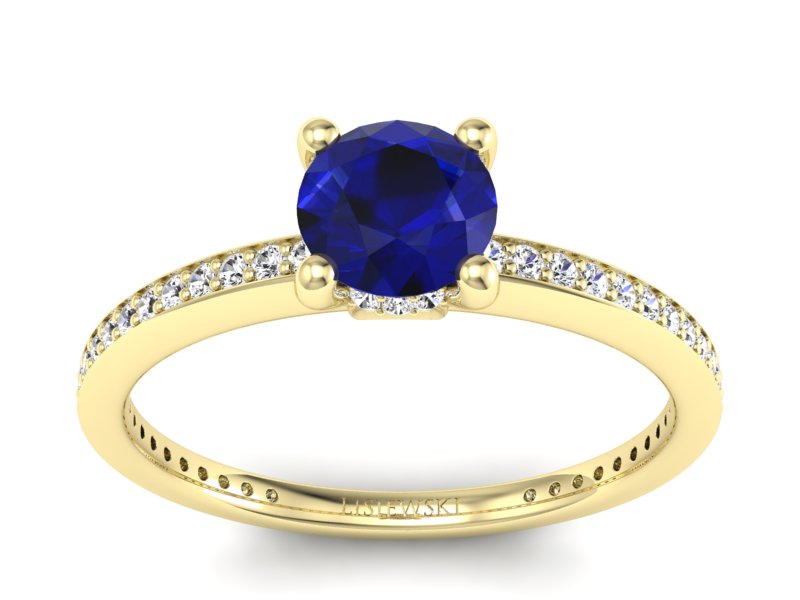 Złoty pierścionek ze spinelem i brylantami - P15263zsp