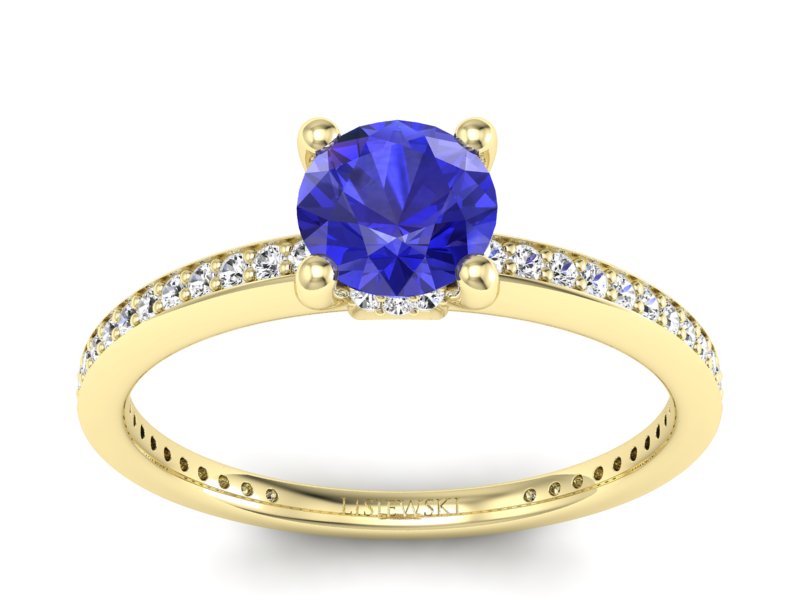 Pierścionek z brylantami i szafirem żółte złoto - P15263zszc