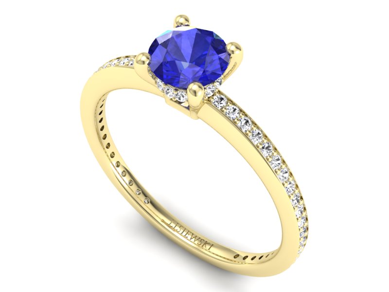 Pierścionek z brylantami i szafirem żółte złoto - P15263zszc — zdjęcie 3
