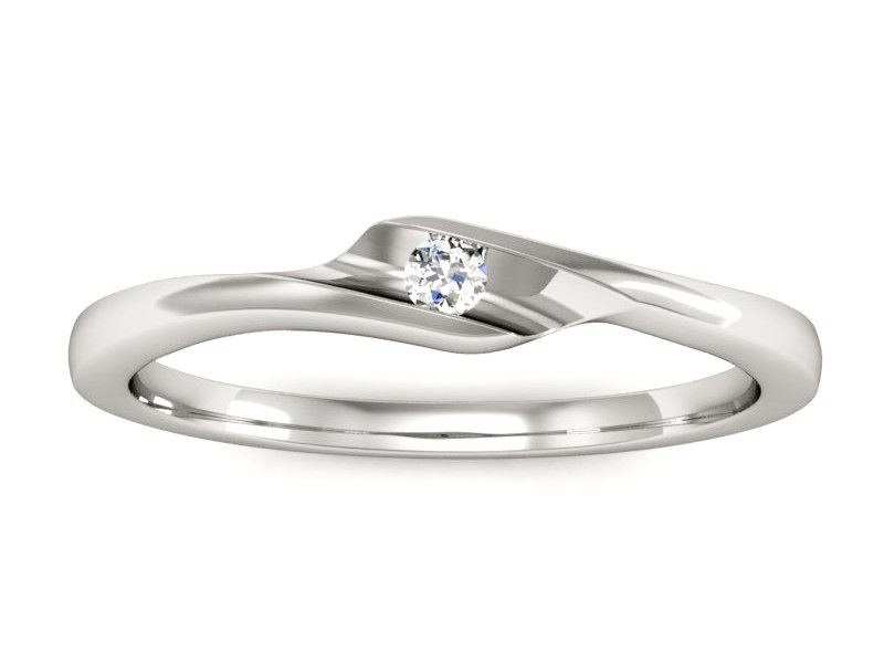 Złoty pierścionek z brylantem białe złoto - P15264b — zdjęcie 3