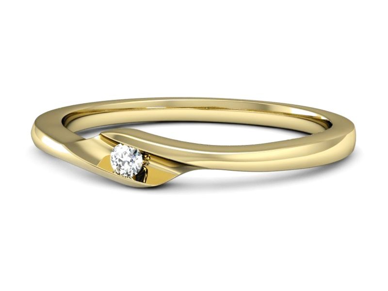 Złoty pierścionek z brylantem żółte złoto - P15264z — zdjęcie 2