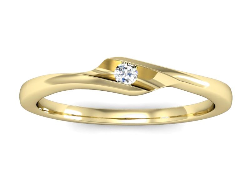 Złoty pierścionek z brylantem żółte złoto - P15264z — zdjęcie 3