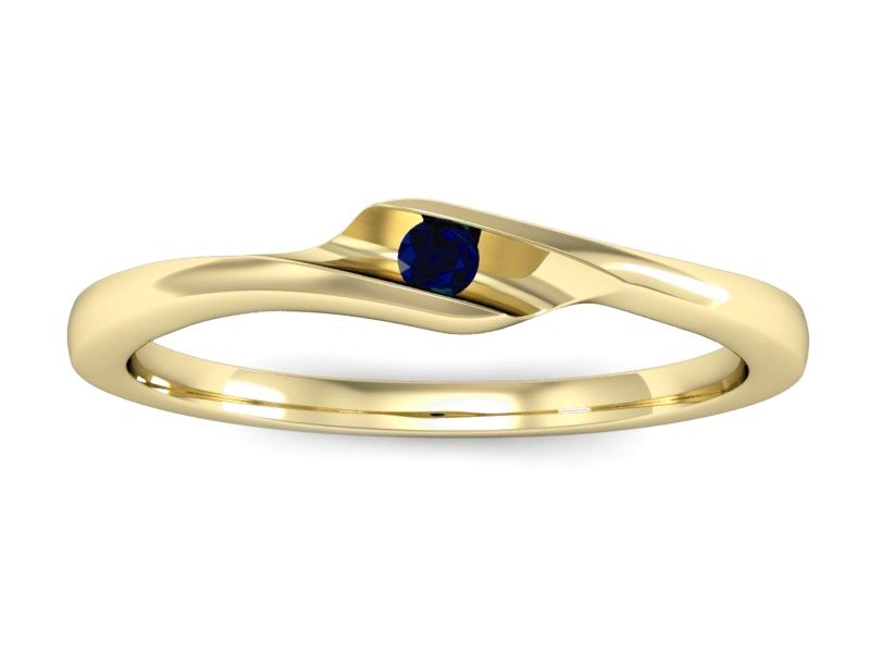 Złoty pierścionek z szafirem z żółtego złota - P15264zsz — zdjęcie 3