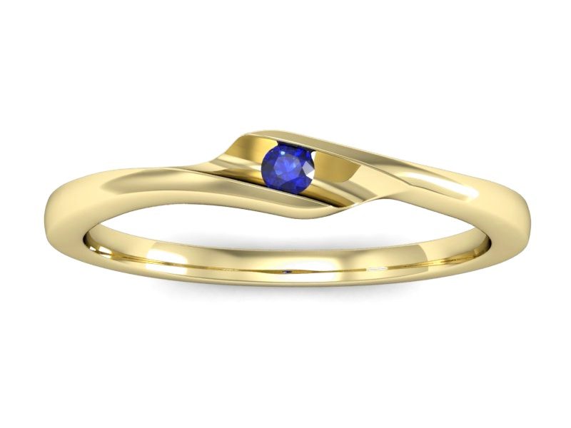 Złoty pierścionek z szafirem w żółtym złocie - P15264zszc — zdjęcie 3