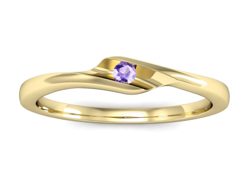 Złoty pierścionek z tanzanitem żółte złoto - P15264zt — zdjęcie 3