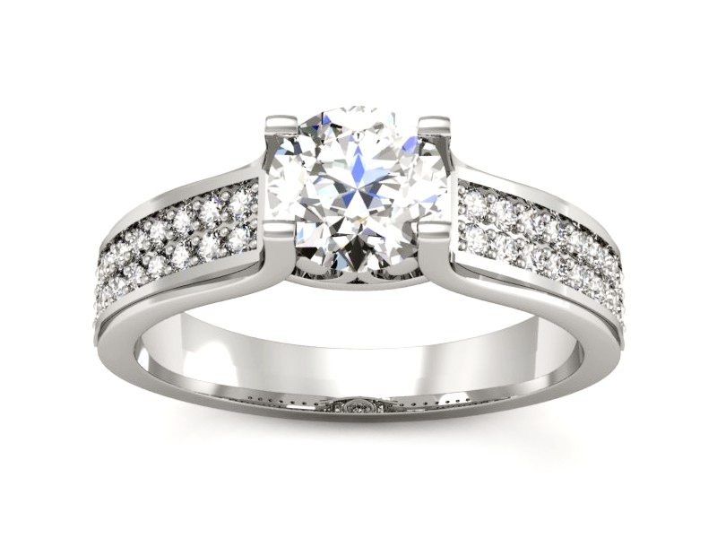 Złoty pierścionek z brylantami białe złoto - P15265b — zdjęcie 3