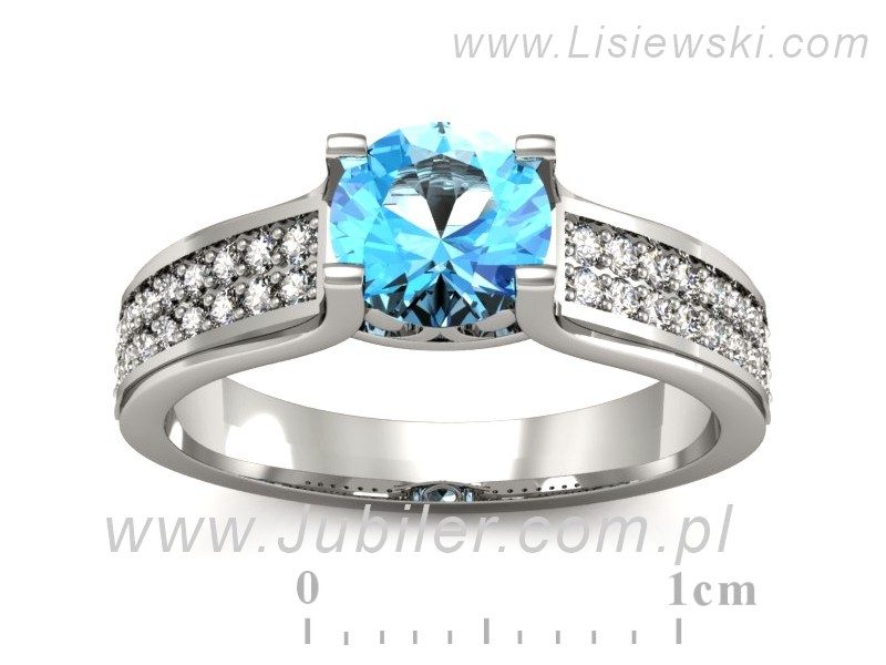 Złoty pierścionek z topazem i brylantami - P15265ba — zdjęcie 3