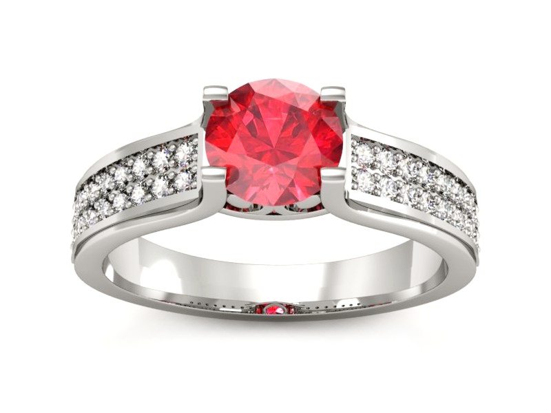 Pierścionek z rubinem i brylantami - P15265br1 — zdjęcie 3