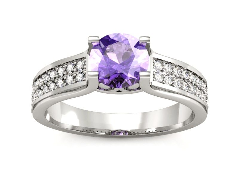 Pierścionek z tanzanitem białe złoto z brylantami - P15265bt — zdjęcie 3