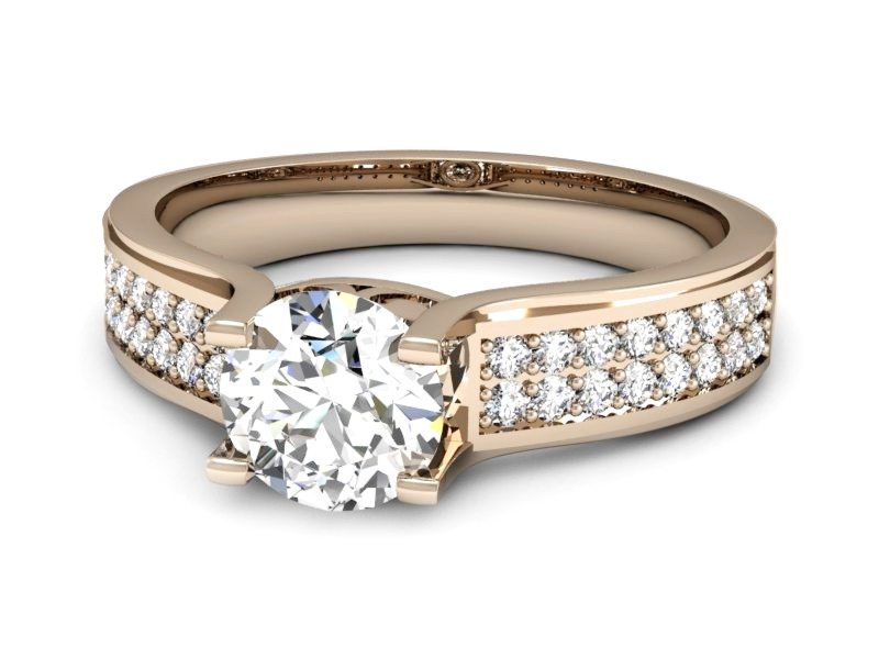 Złoty pierścionek z brylantami różowe złoto - P15265c — zdjęcie 2