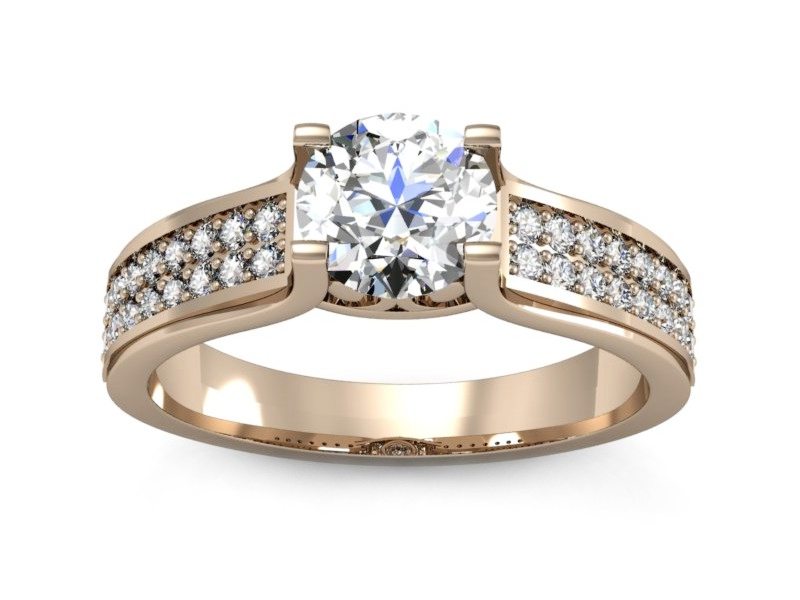 Złoty pierścionek z brylantami różowe złoto - P15265c — zdjęcie 3