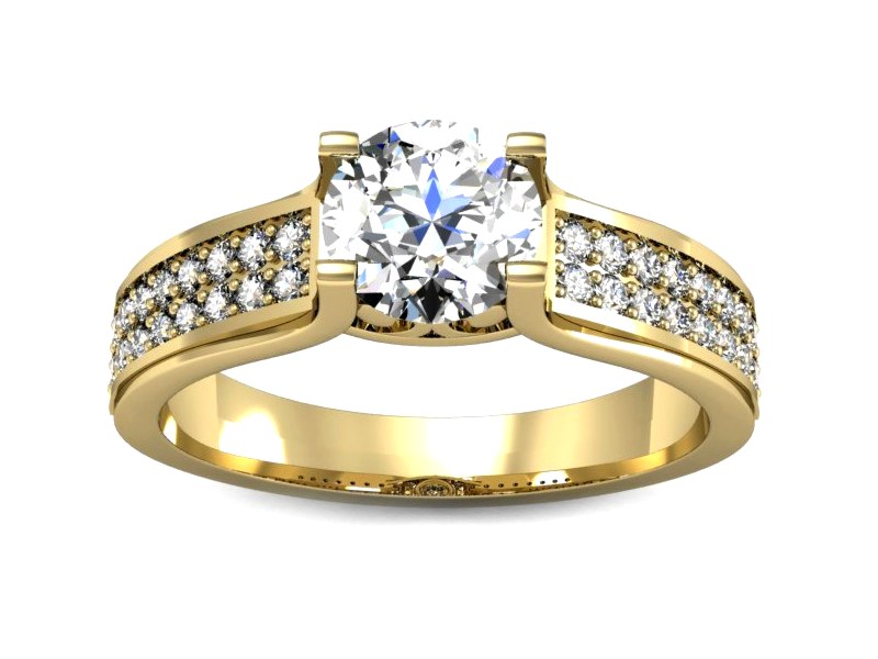 Złoty pierścionek z brylantami żółte złoto - P15265z — zdjęcie 3