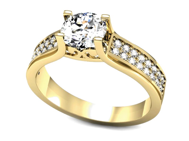 Złoty pierścionek z brylantami żółte złoto - P15265z