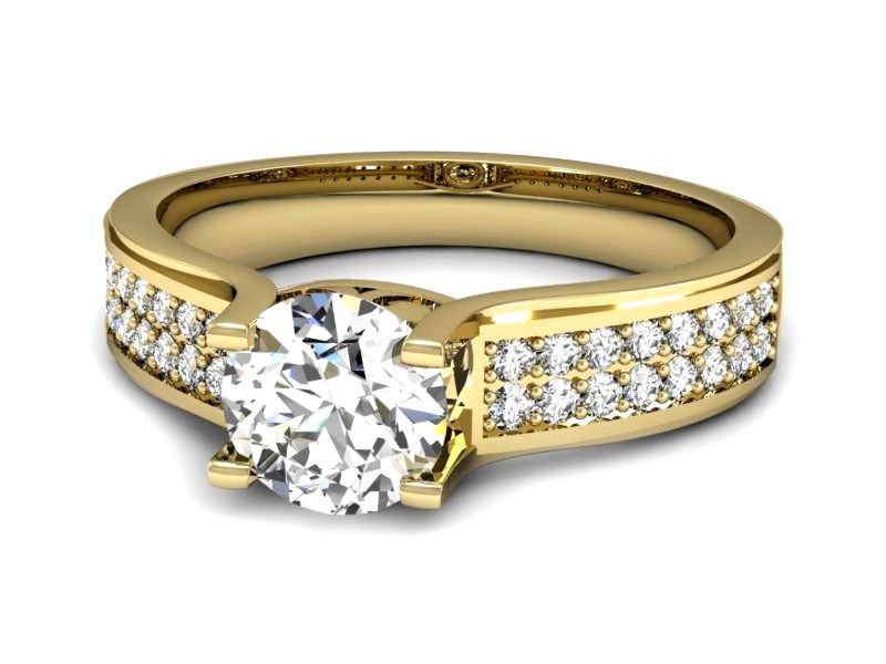 Złoty pierścionek z brylantami żółte złoto - P15265z — zdjęcie 2