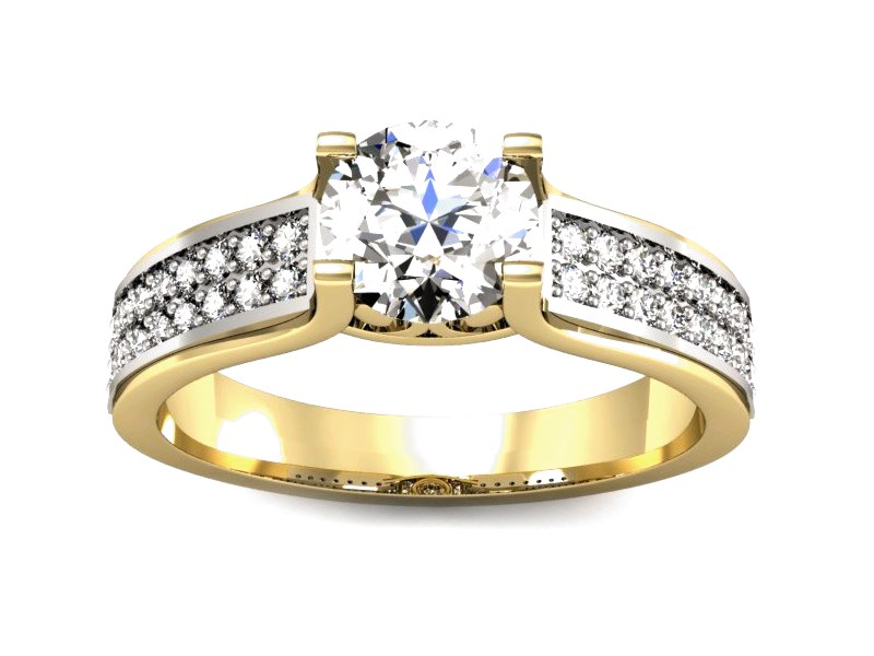 Pierścionek z diamentami żółte i białe złoto - P15265zb — zdjęcie 3