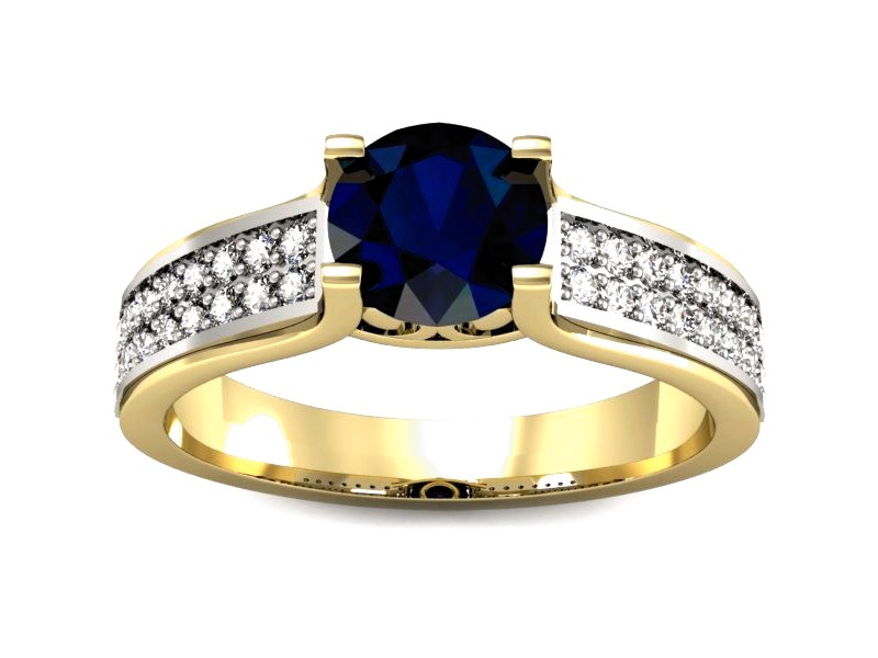 Złoty pierścionek z szafirem i brylantami - P15265zbsz — zdjęcie 3
