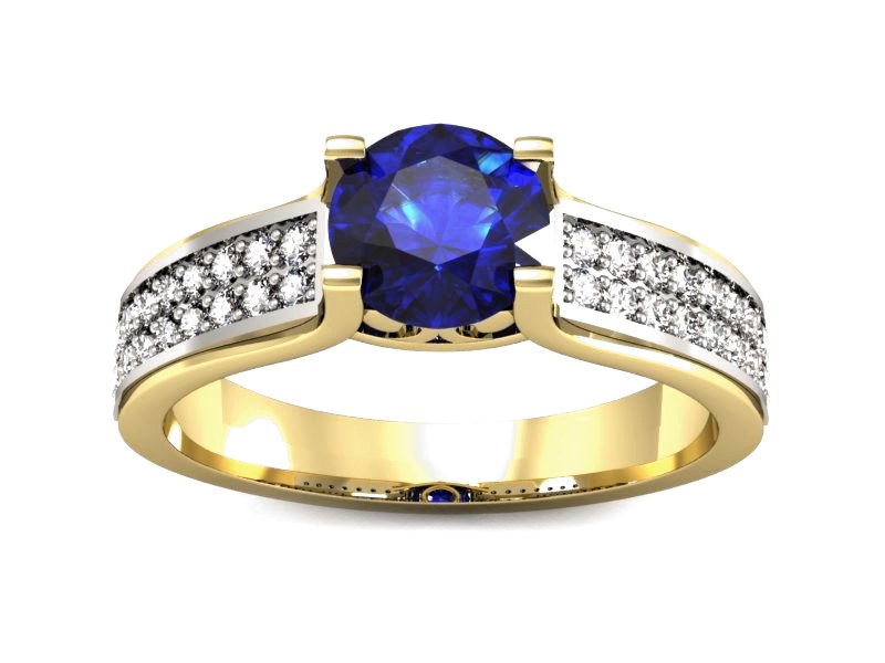 Złoty pierścionek z szafirem i brylantami - P15265zbszc — zdjęcie 3