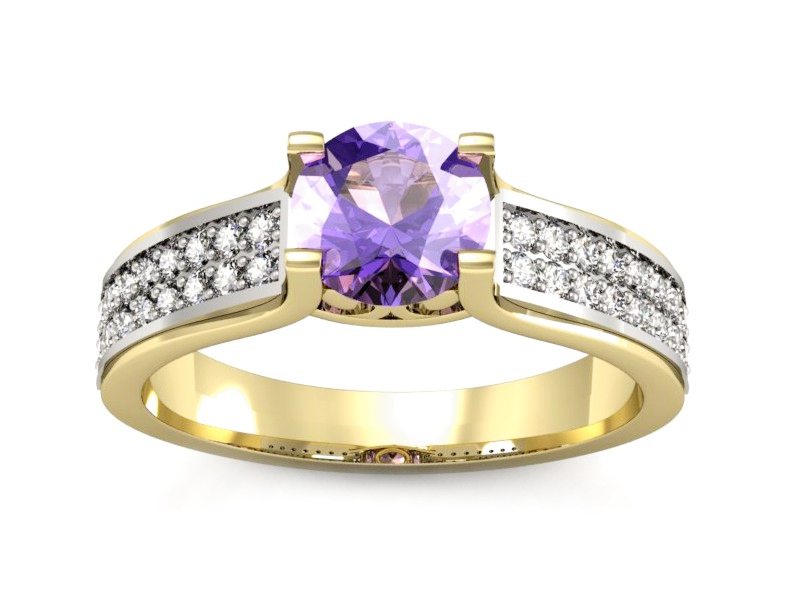 Złoty pierścionek z tanzanitem i brylantami - P15265zbt — zdjęcie 3