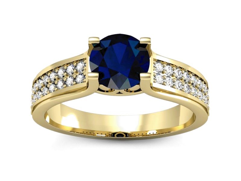 Złoty pierścionek z szafirem i brylantami - P15265zsz — zdjęcie 3