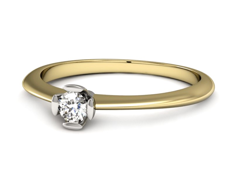 Pierścionek z diamentem żółte i białe złoto - P15266zbV — zdjęcie 2
