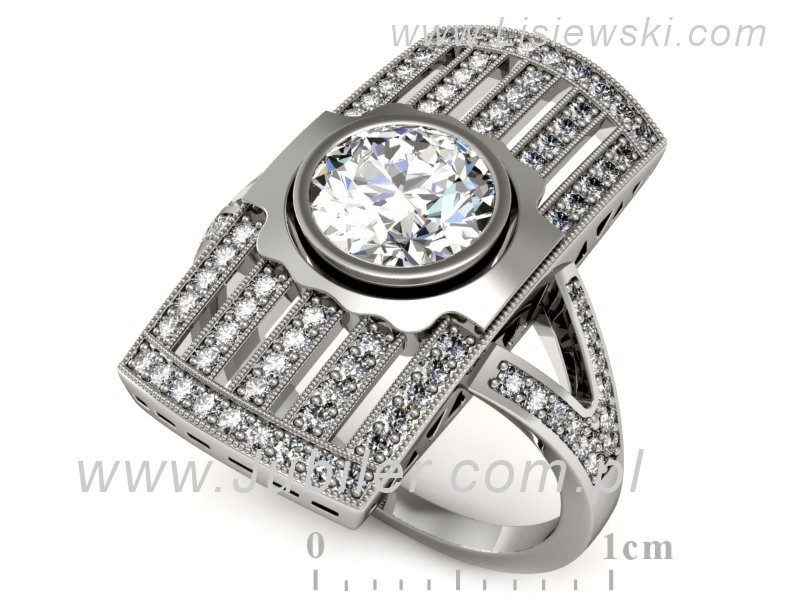 Złoty pierścionek z brylantami białe złoto - P15267b